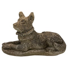 Vintage French Concrete Shepherd or Labrador Dog Garden Ornament, Mid 20th C.