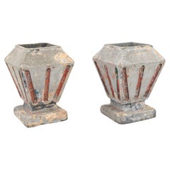 Vintage French Concrete Urns, a Pair
