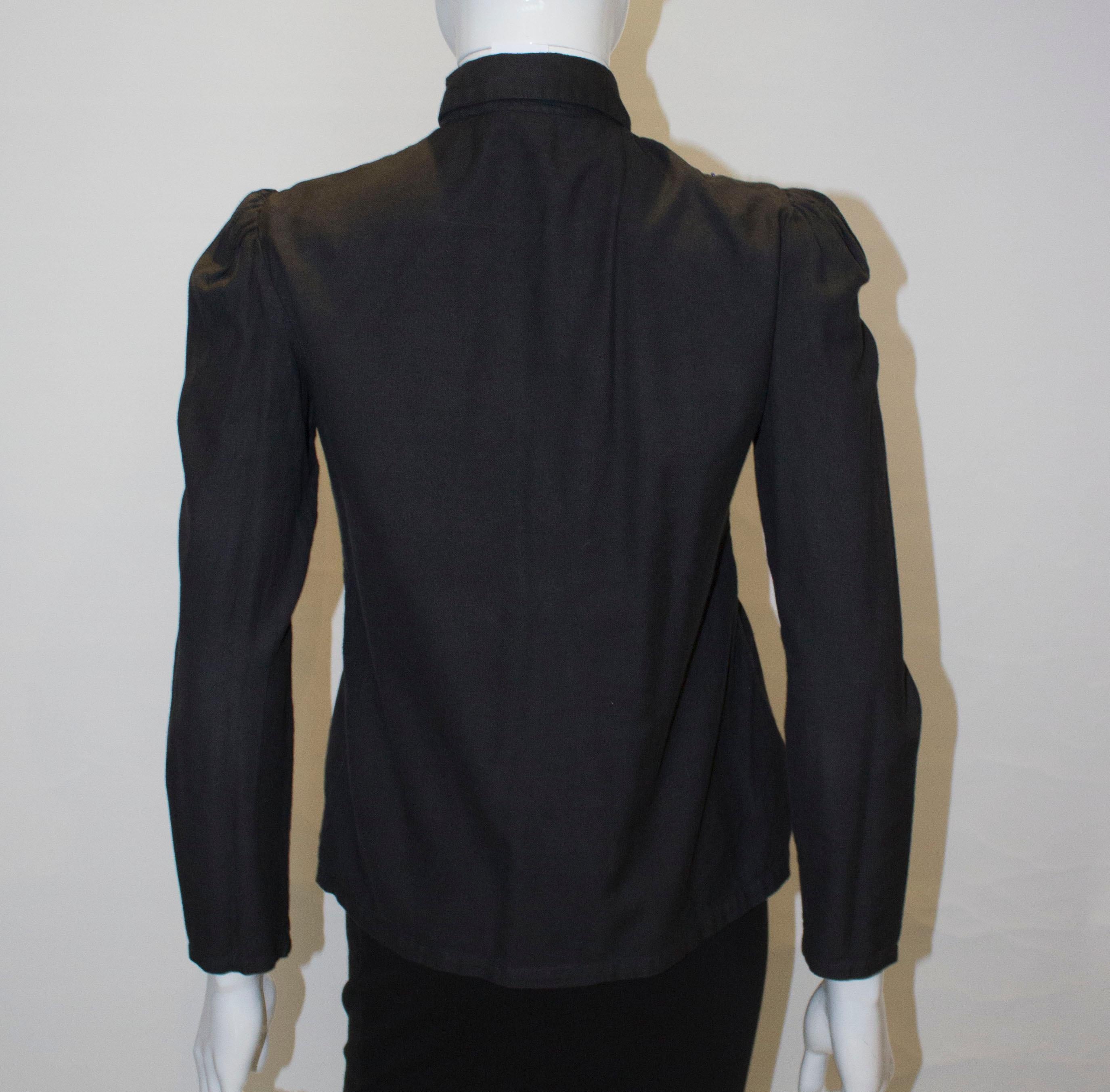 Camicetta vintage in cotone nero con ricamo di French Connection in vendita 1