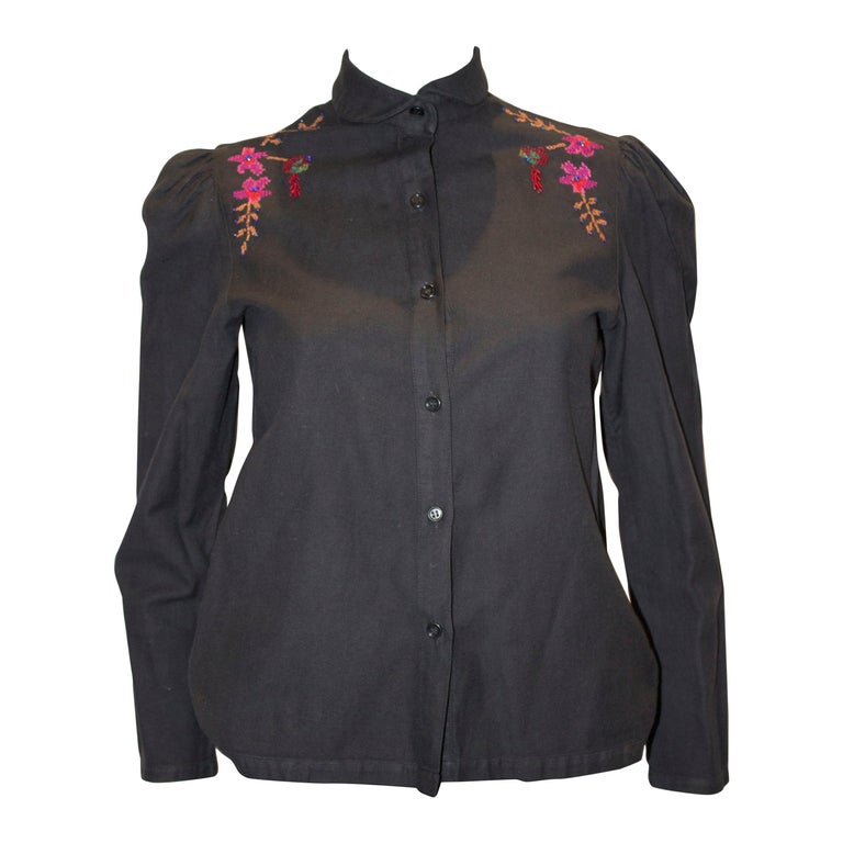 Vintage French Connection Black Cotton Blouse with Embroidery For Sale at  1stDibs | vintage french connection labels, old french connection, french  connection vintage