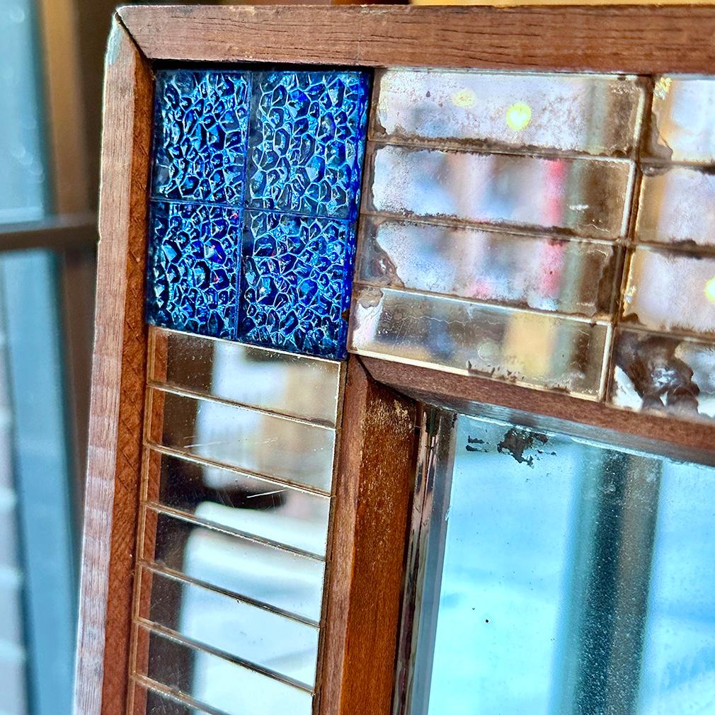 Vintage Französisch Kupfer und Blau Mosaik Spiegel im Zustand „Gut“ im Angebot in New York, NY