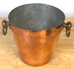 Vintage French Copper & Brass Champagne Bucket Stamped “Made in France”, 1950s