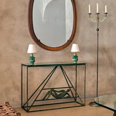 Candelabro da pavimento vintage francese in rame e ferro