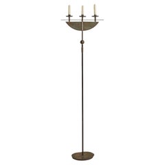 Candelabro da pavimento vintage francese in rame e ferro