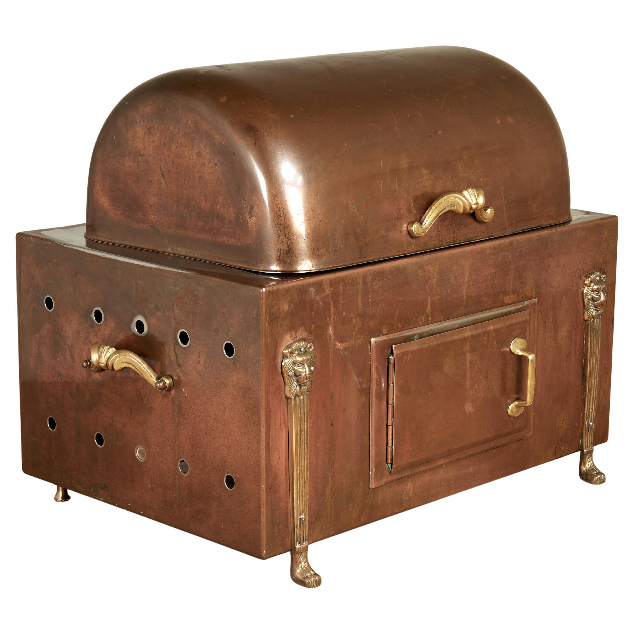 Chauffe-plat ou hotte à dôme en cuivre néoclassique vintage français en vente