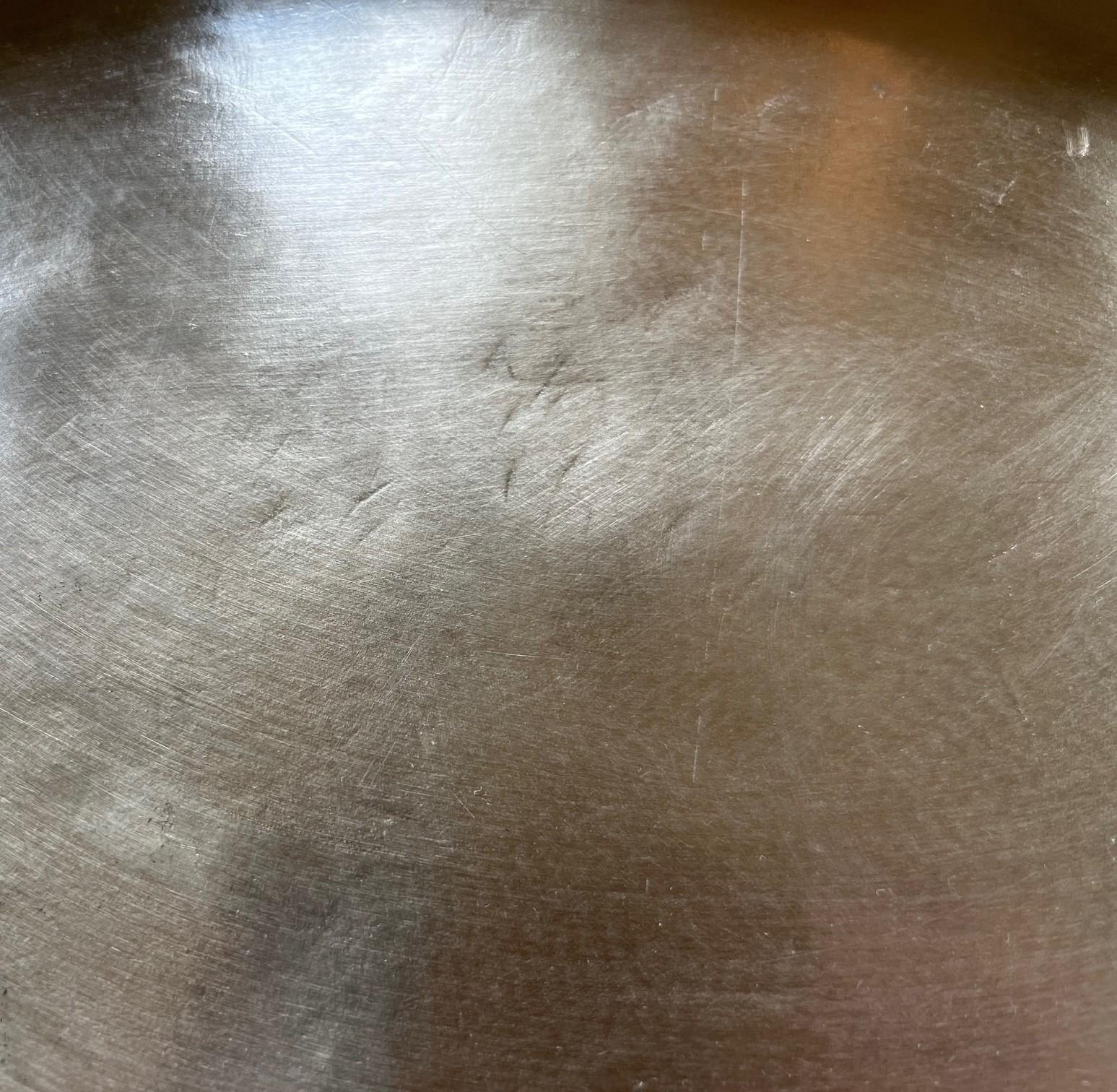 Vintage French Copper Oval Gratin Pan - Brass Handle, Tin Lined - Marked GG In Good Condition In Morristown, NJ