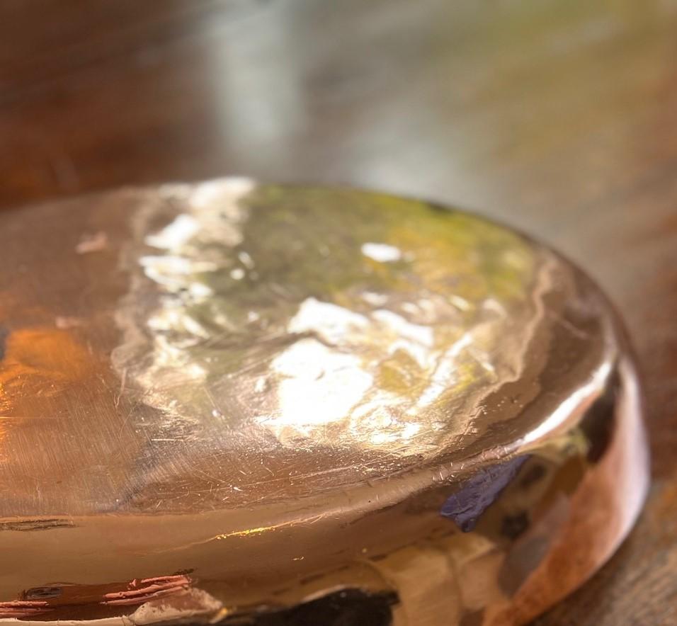 Vintage French Copper Oval Gratin Pan - Brass Handle, Tin Lined - Marked GG 3
