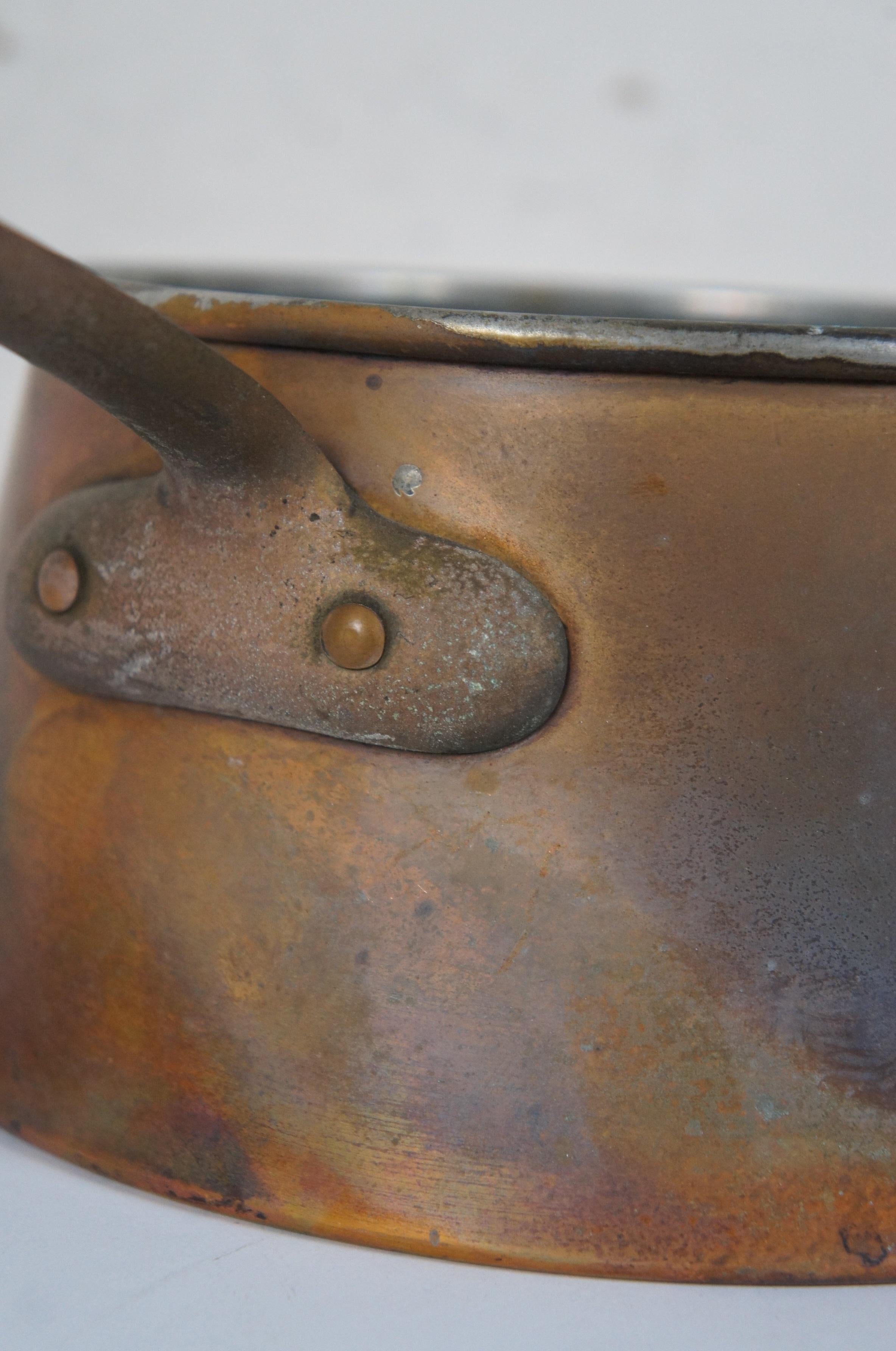 Französische Kupfer- Sauciere Topf Saute Pan Kochgeschirr Messinggriffe 14