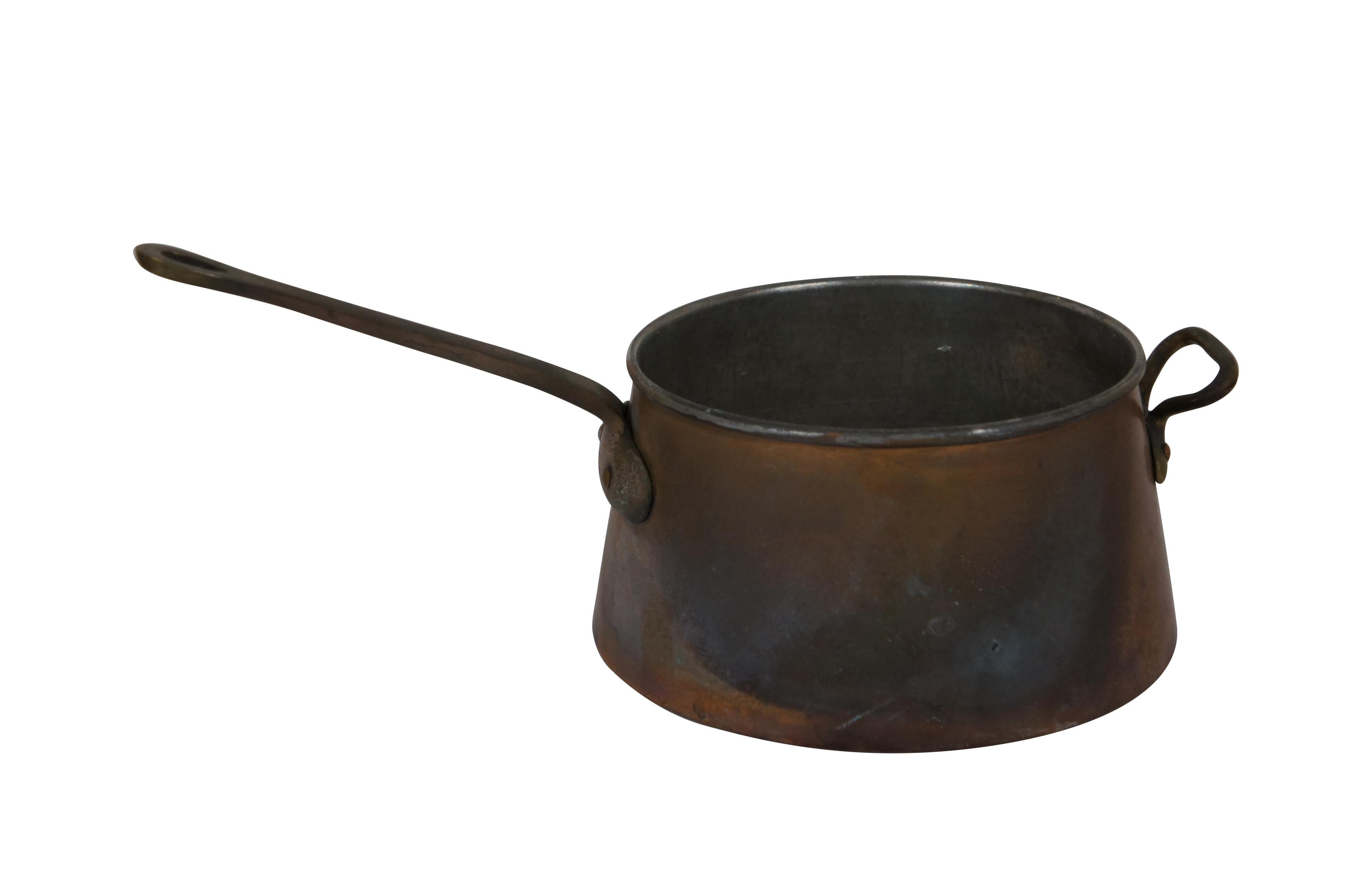 Französische Kupfer- Sauciere Topf Saute Pan Kochgeschirr Messinggriffe 14