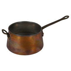 Vintage French Copper Sauce Pot Saute Pan Cookware Brass Handles 14"