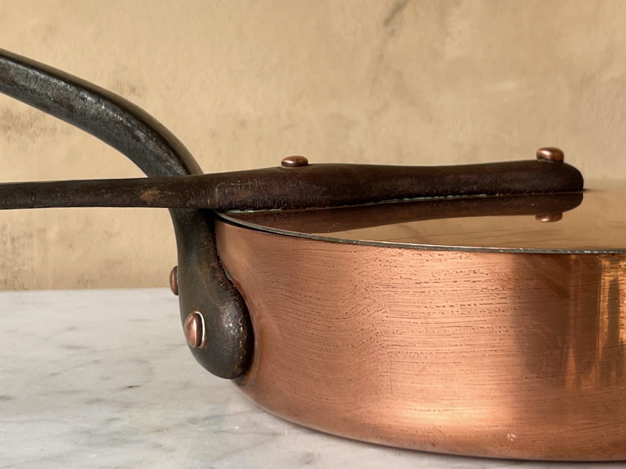 Vintage French Copper Sauté Pan and Lid In Good Condition In Ross, CA