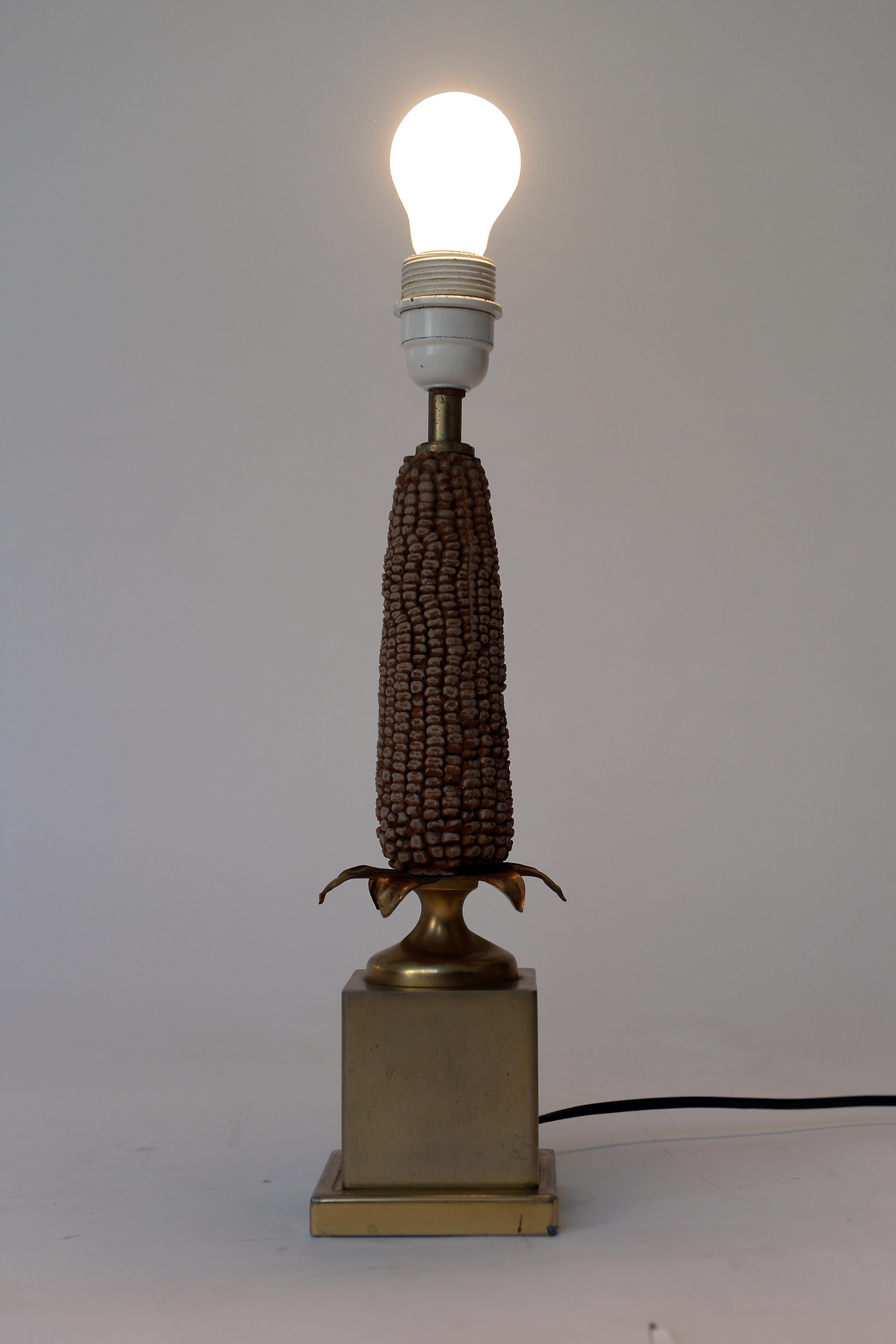 Vintage French Corn Table Lamp, 1970s 4