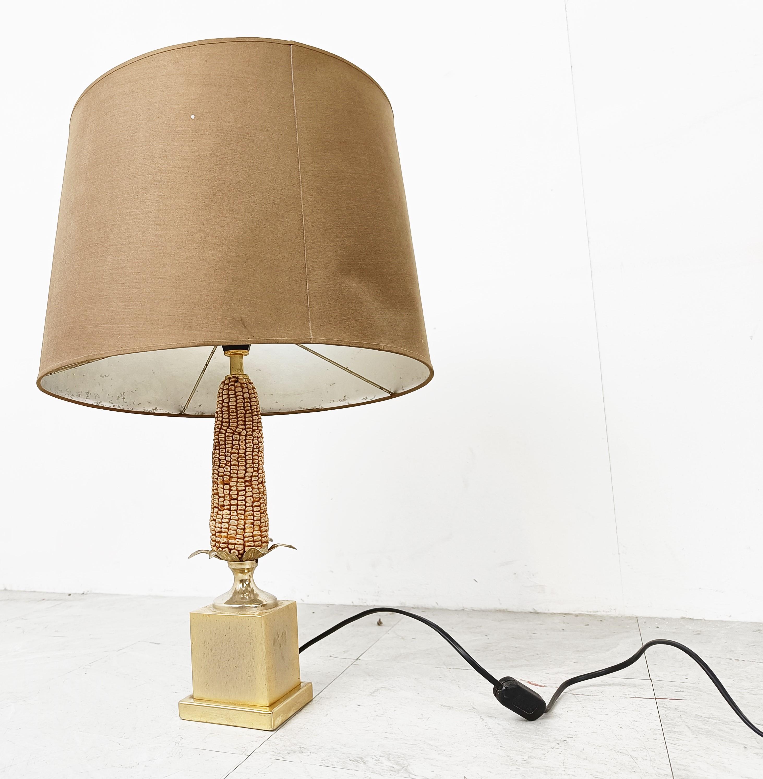 Hollywood Regency Vintage French Corn Table Lamp, 1970s For Sale