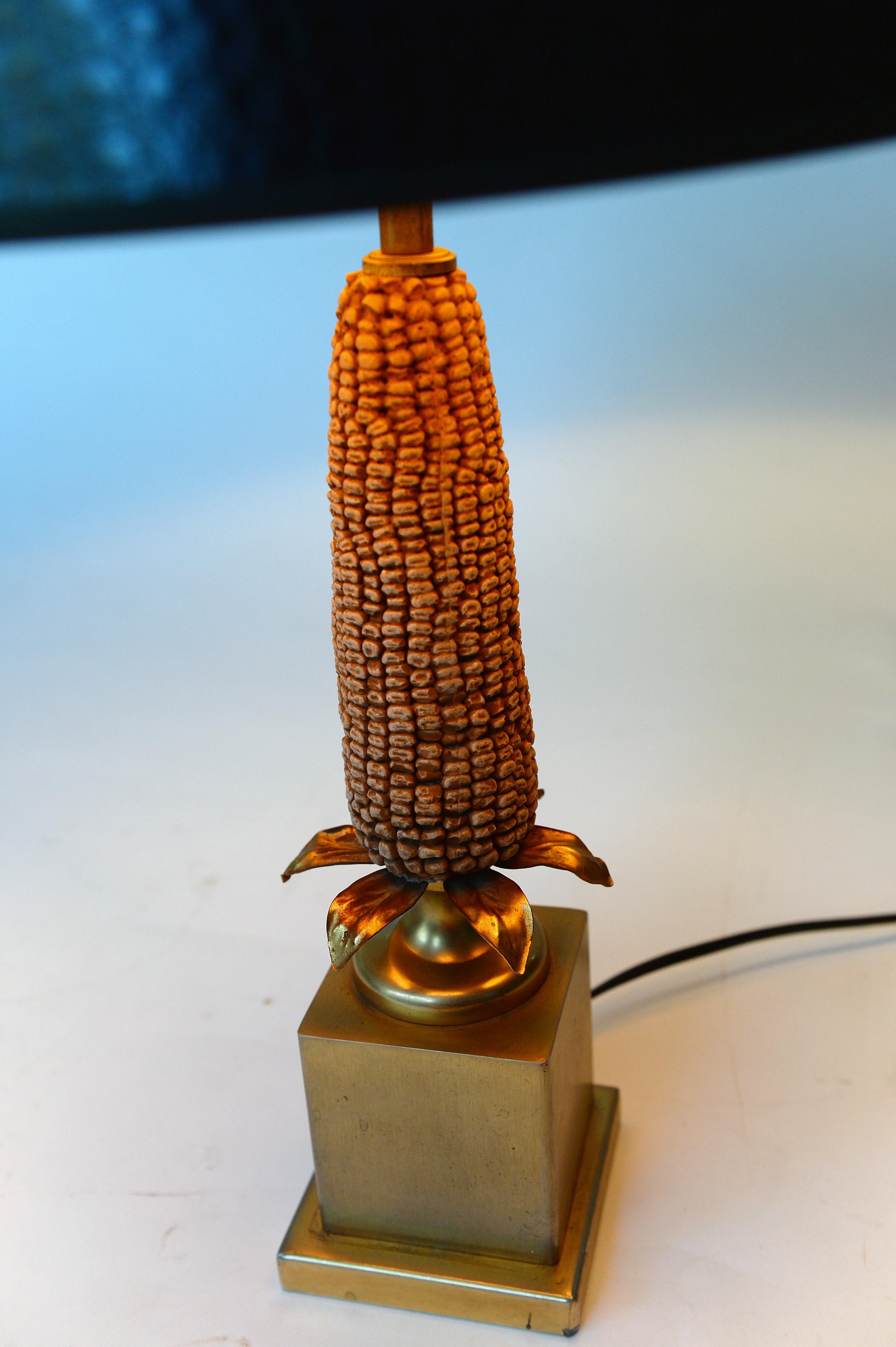 Vintage French Corn Table Lamp, 1970s In Excellent Condition In HEVERLEE, BE