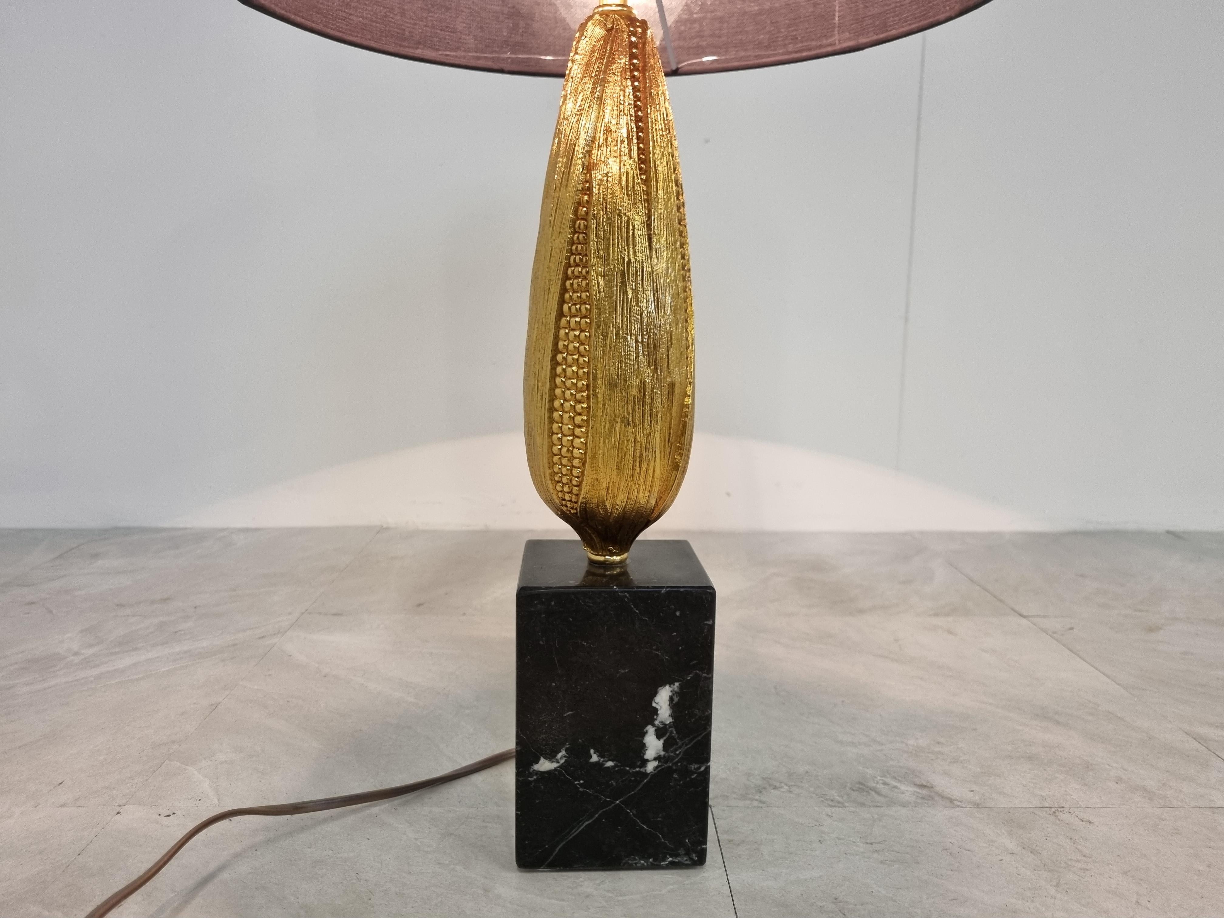 Vintage French Corn Table Lamp, 1970s In Good Condition For Sale In HEVERLEE, BE