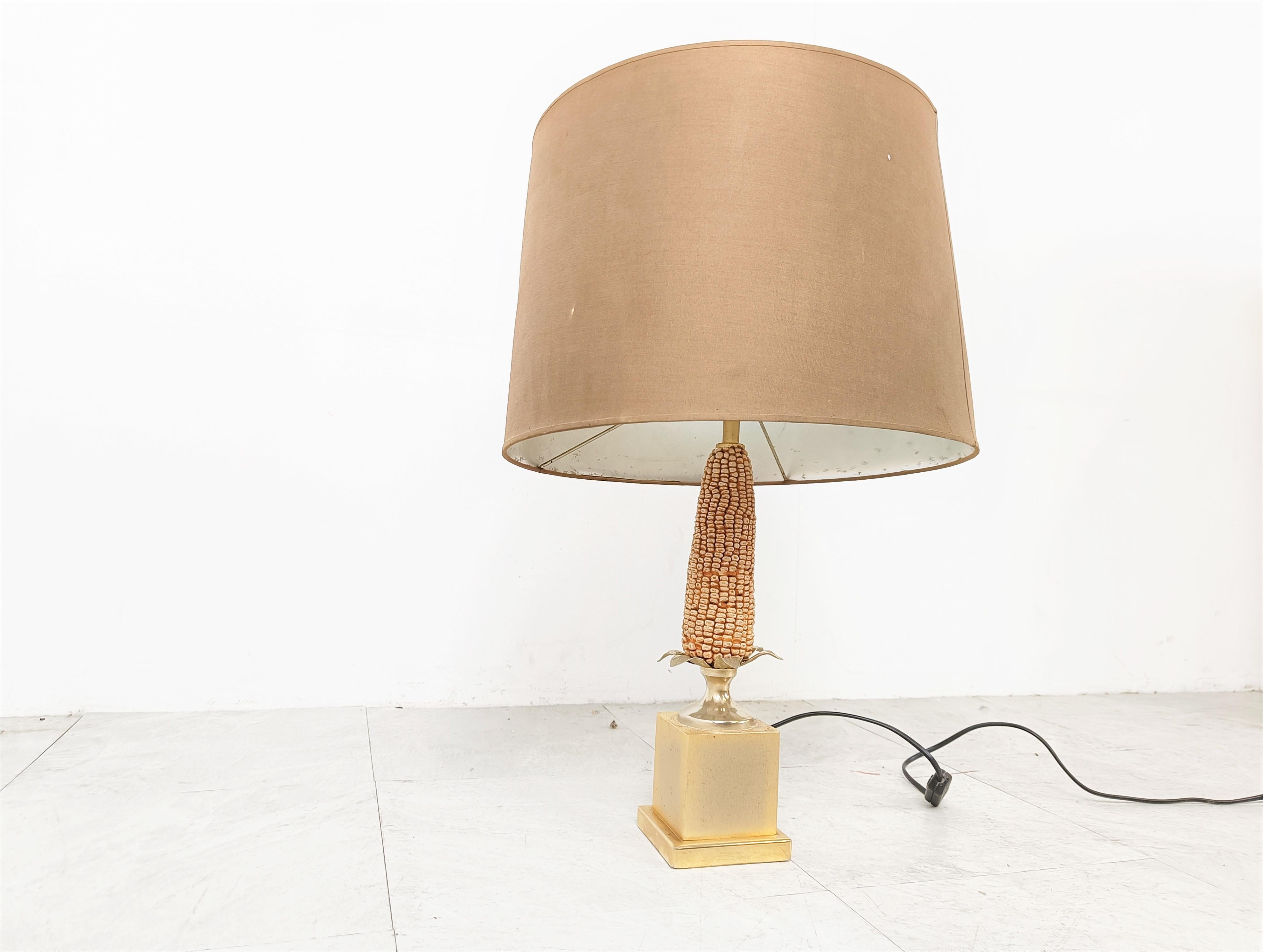 Vintage French Corn Table Lamp, 1970s In Fair Condition For Sale In HEVERLEE, BE