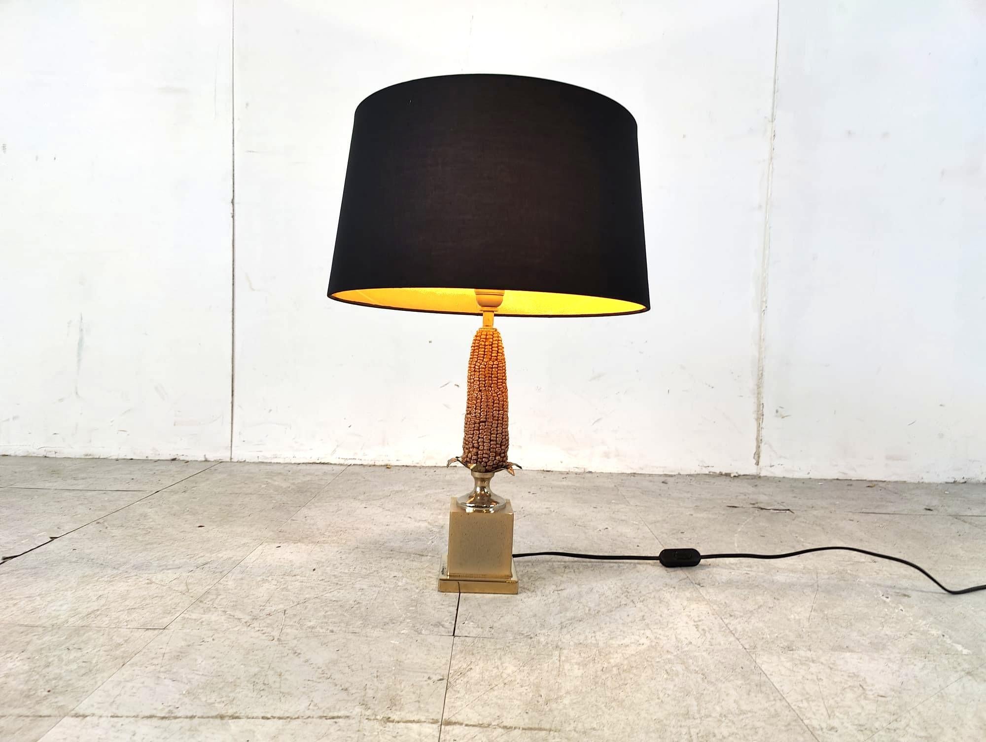 Lámpara de sobremesa vintage francesa de maíz, años 70 Francés en venta