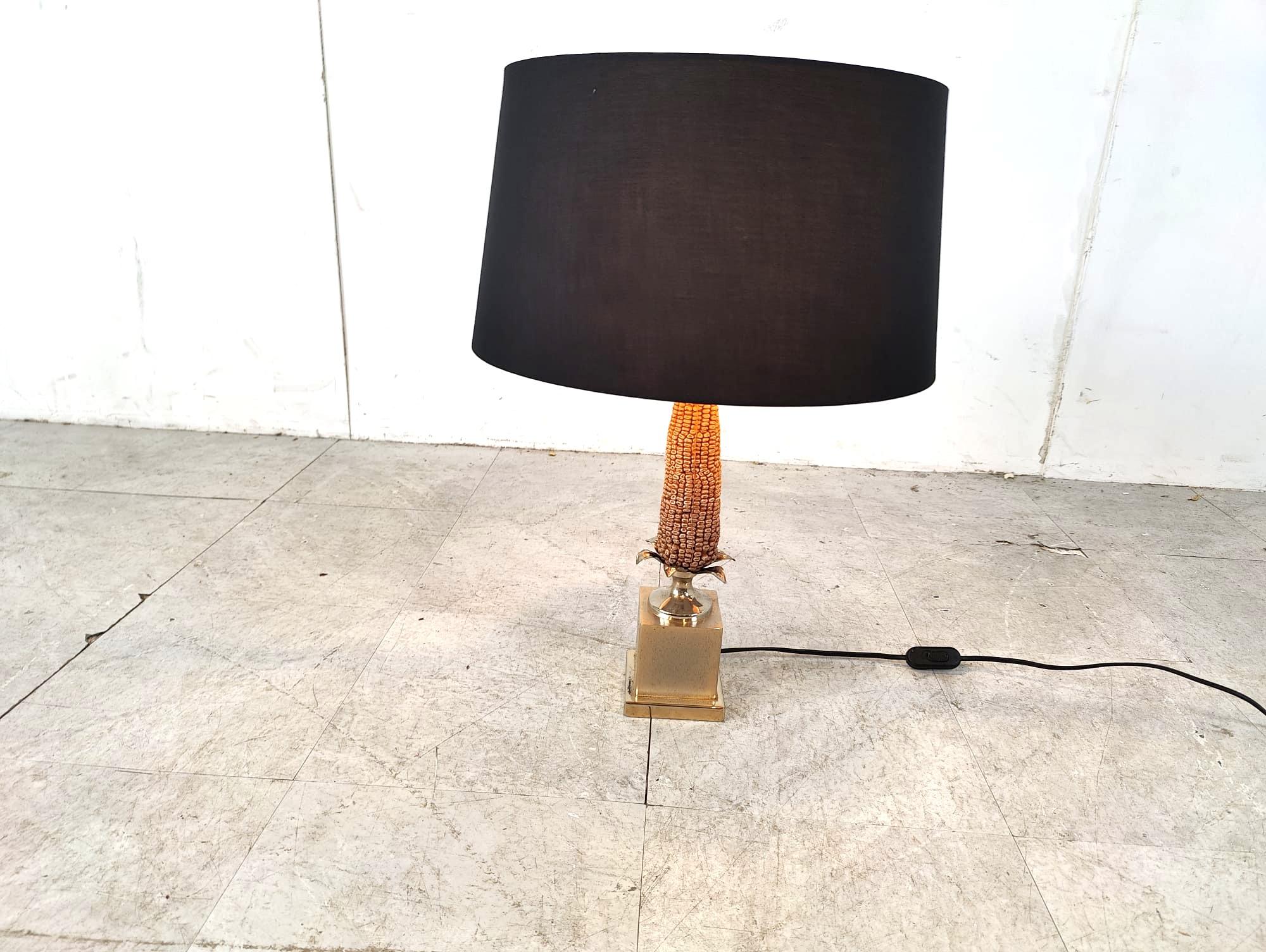 Lámpara de sobremesa vintage francesa de maíz, años 70 finales del siglo XX en venta