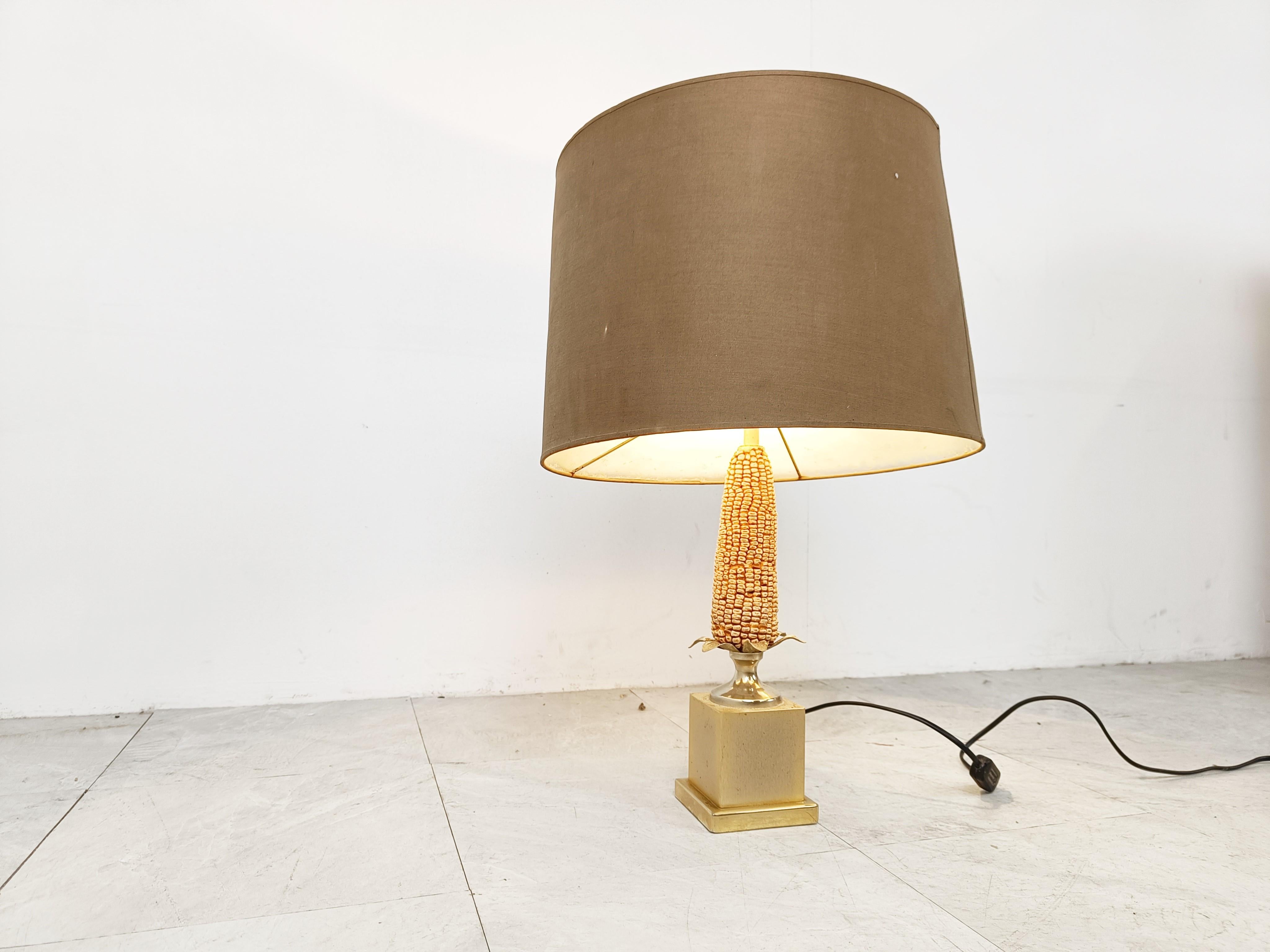 Vintage French Corn Table Lamp, 1970s For Sale 1
