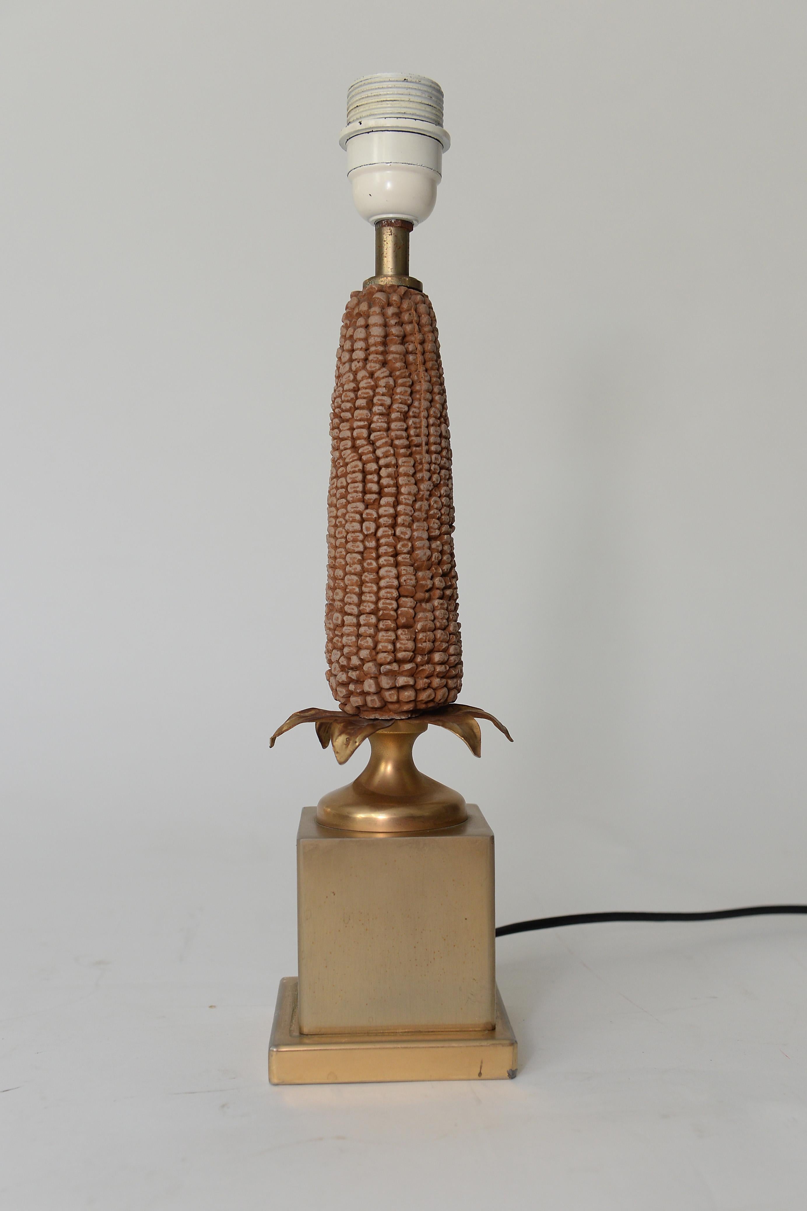 Vintage French Corn Table Lamp, 1970s 2