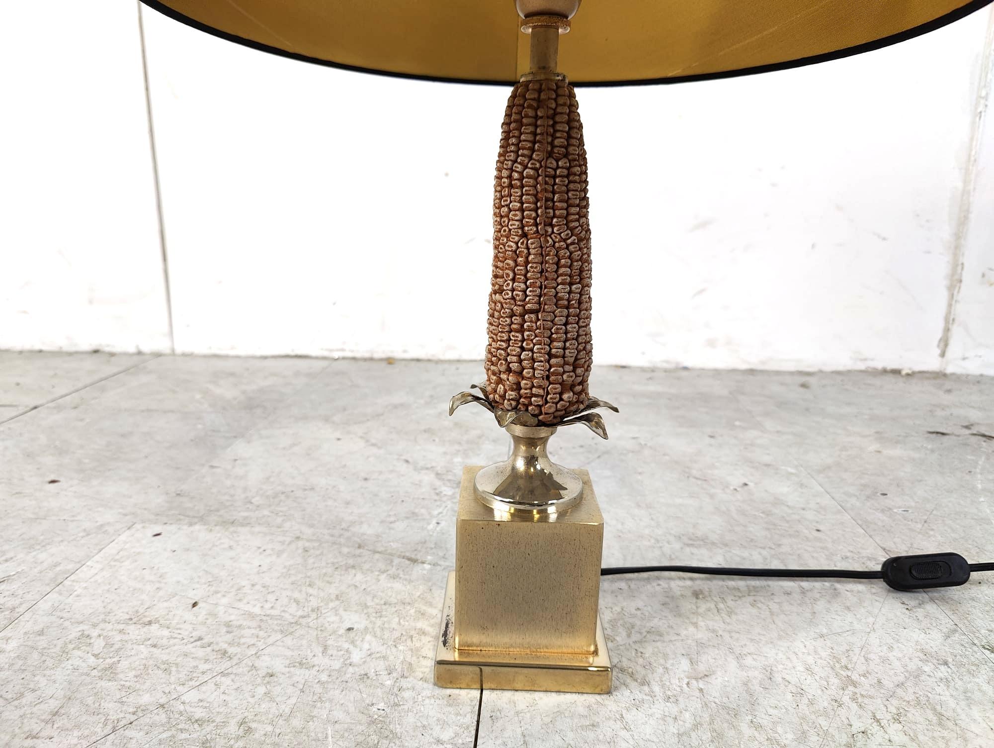 Lámpara de sobremesa vintage francesa de maíz, años 70 en venta 1
