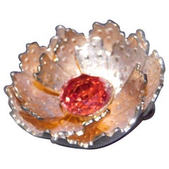 Vintage French Costume Brooch with Orange Crystal