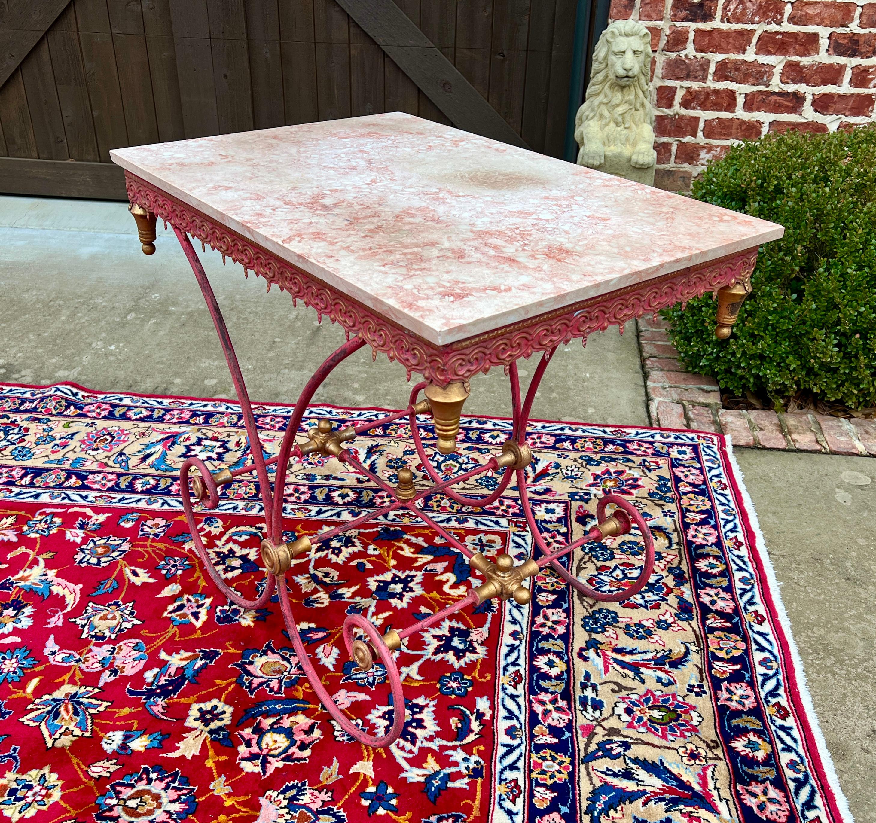 Vintage French Country Baker's Table Pastry Table Marble Top 8