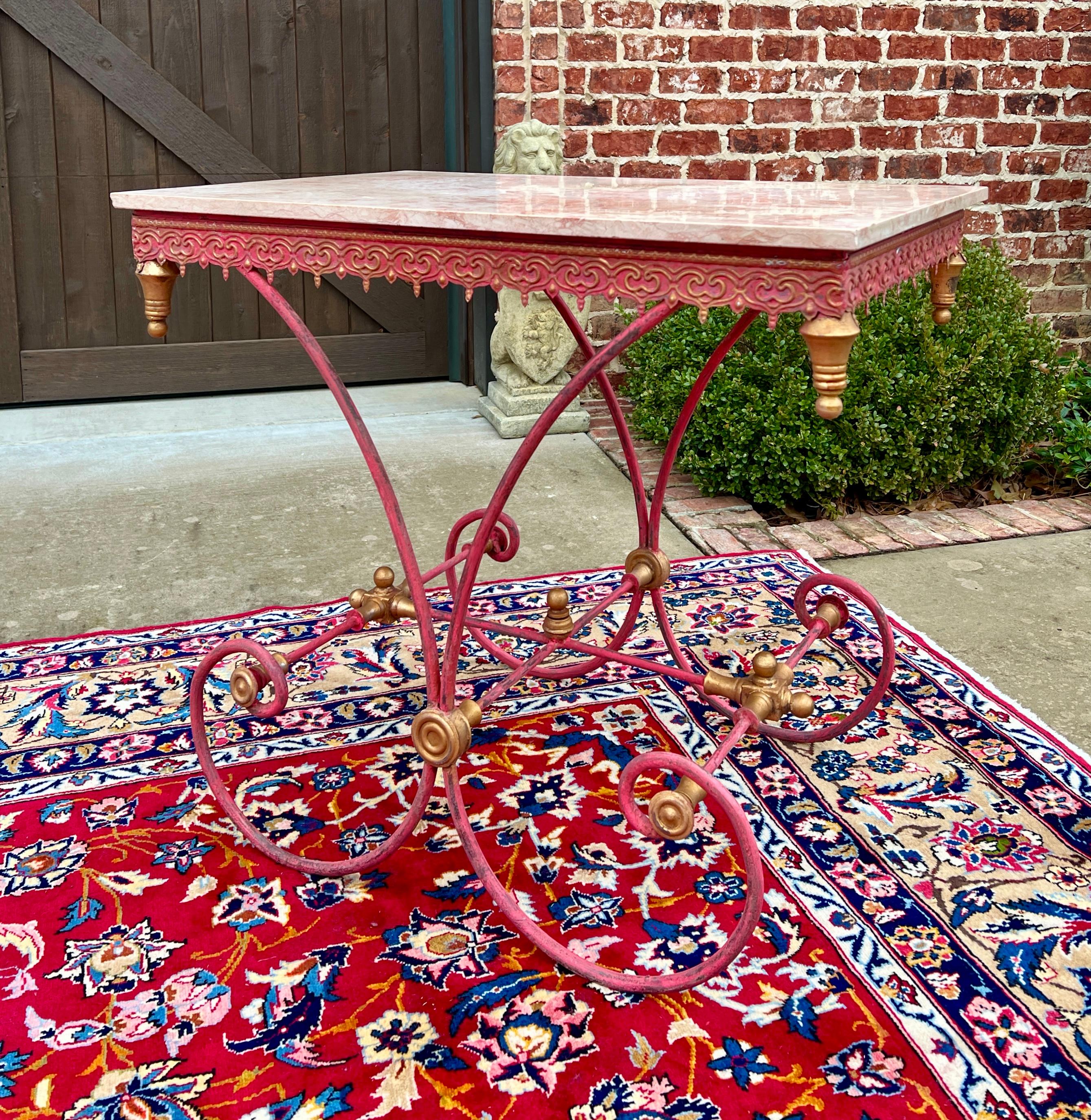 20th Century Vintage French Country Baker's Table Pastry Table Marble Top