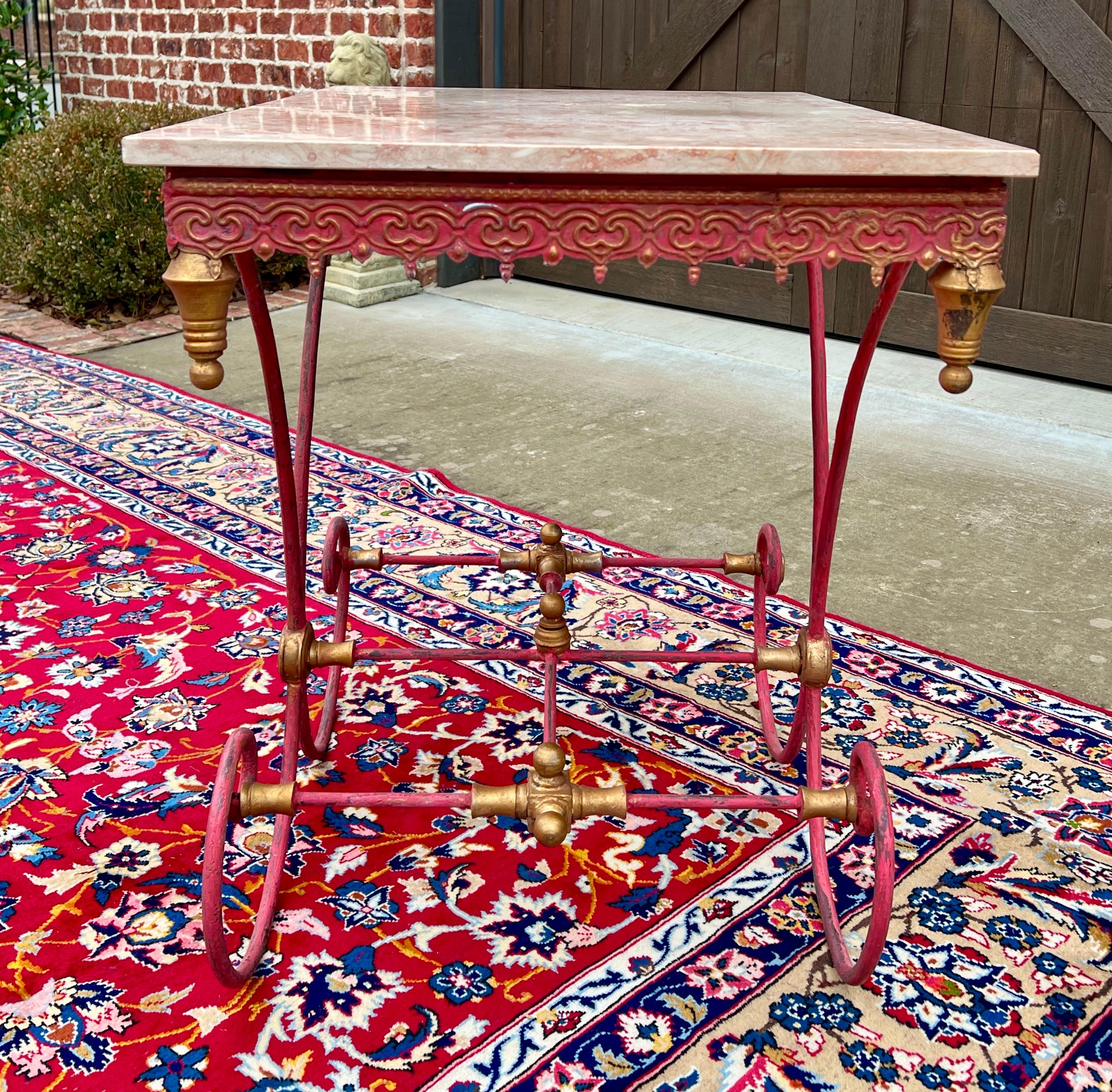 Iron Vintage French Country Baker's Table Pastry Table Marble Top