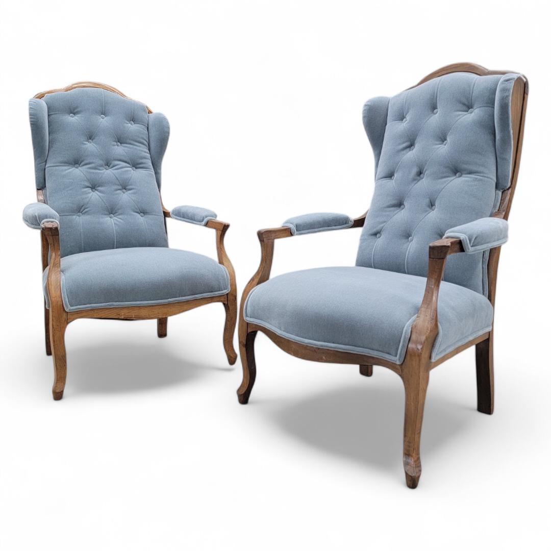 Inconnu Paire de fauteuils vintage de style Biedermeier, nouvellement tapissés en vente