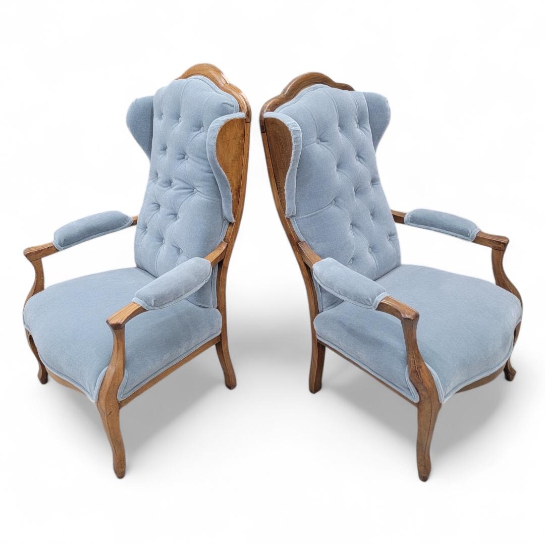 Paire de fauteuils vintage de style Biedermeier, nouvellement tapissés en vente 2