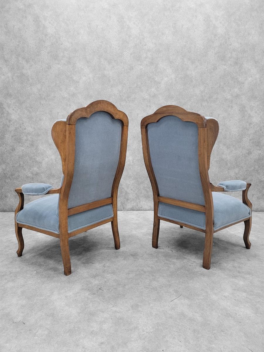 Paire de fauteuils vintage de style Biedermeier, nouvellement tapissés en vente 3