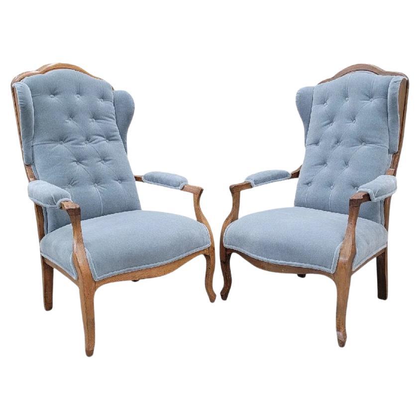 Paire de fauteuils vintage de style Biedermeier, nouvellement tapissés en vente