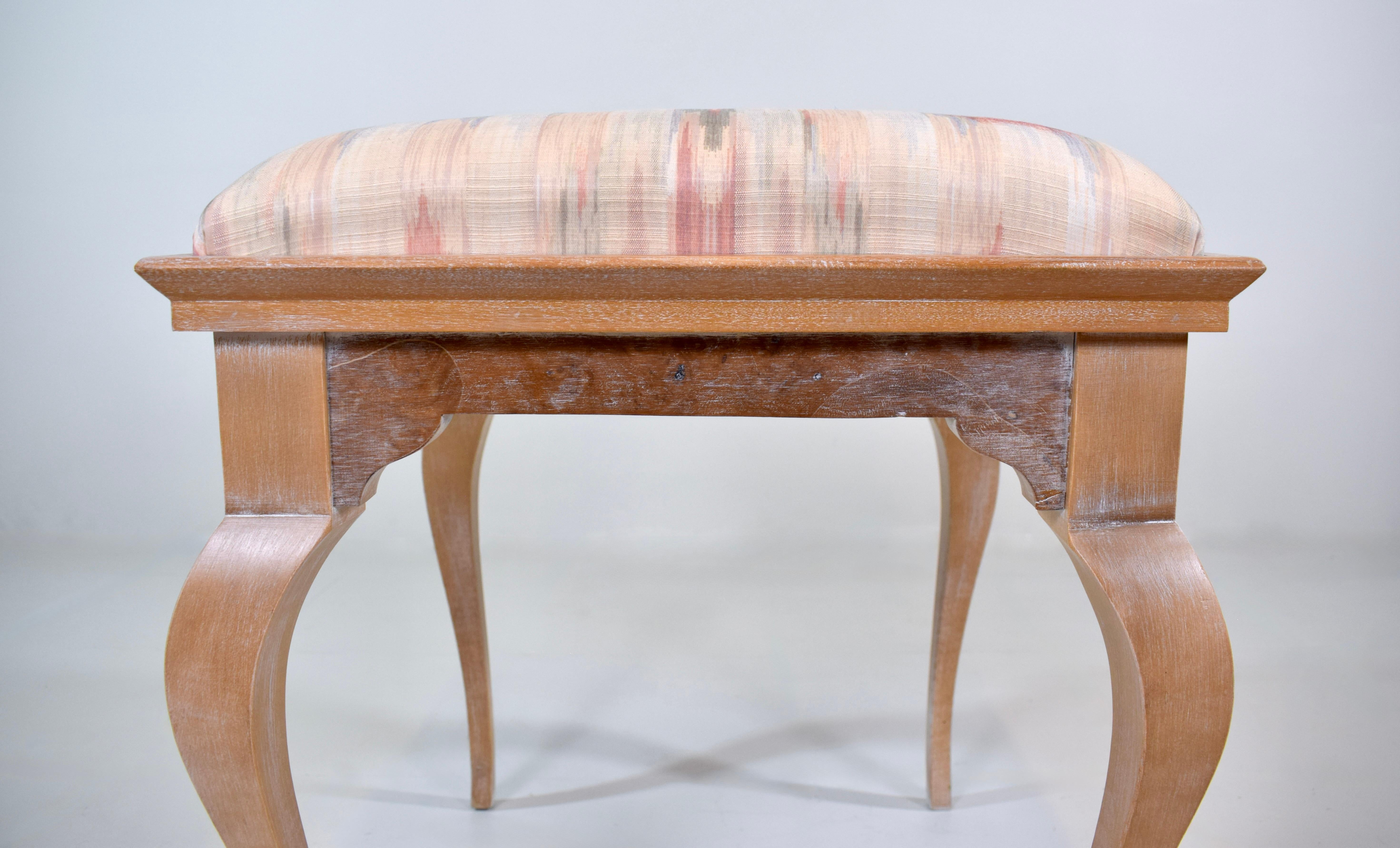 Limed Vintage French Country Birch Stools or Benches For Sale