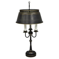 Lámpara de sobremesa de tres brazos de metal tole negro de estilo rural francés con pantalla