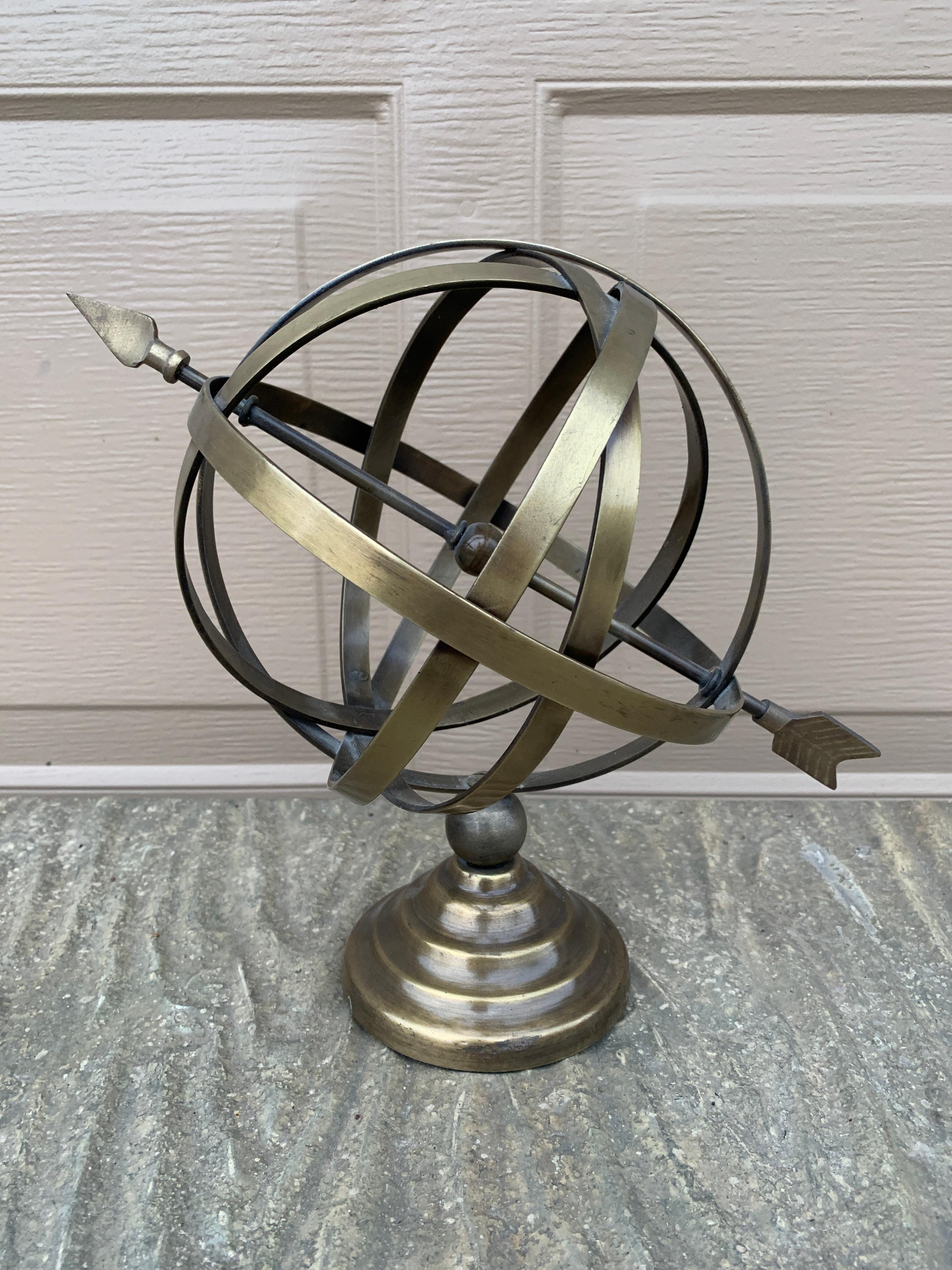 Meridiana armillare da giardino in ottone vintage French Country in vendita 3