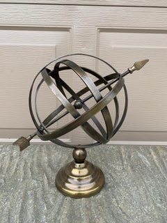 Vintage Brass Armillary Sphere Sundial Garden Ornament, English Country Style