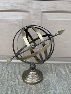 Vintage Brass Armillary Sphere Sundial Garden Ornament, English Country Style