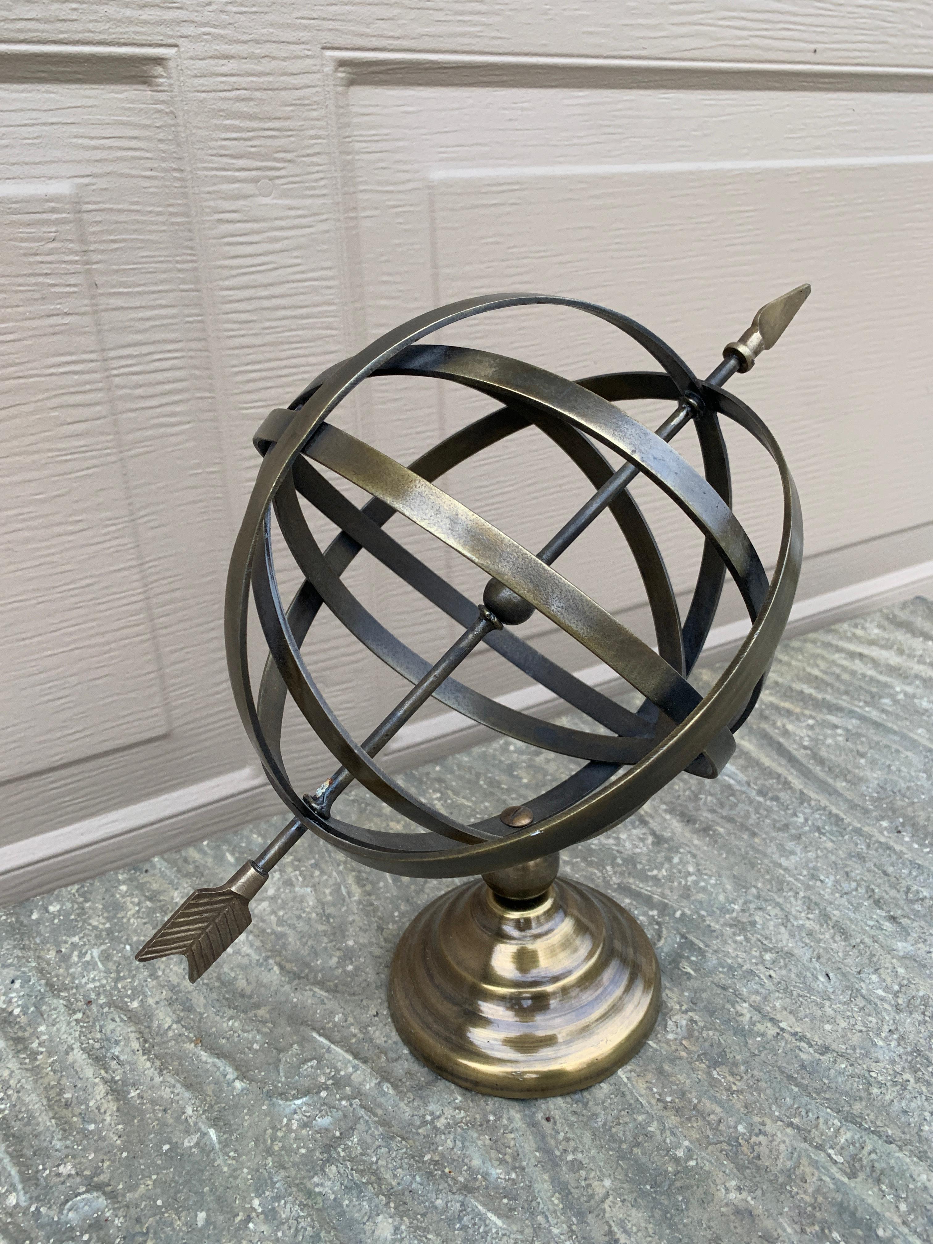 Americano Meridiana armillare da giardino in ottone vintage French Country in vendita