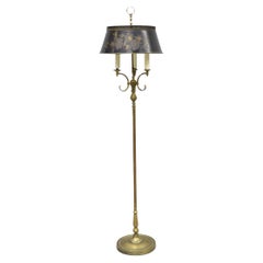 Vintage French Country Brass Reading Floor Pole Lamp with Tole Metal Shade Vintage French Country Brass Reading Floor Pole Lamp with Tole Metal Shade