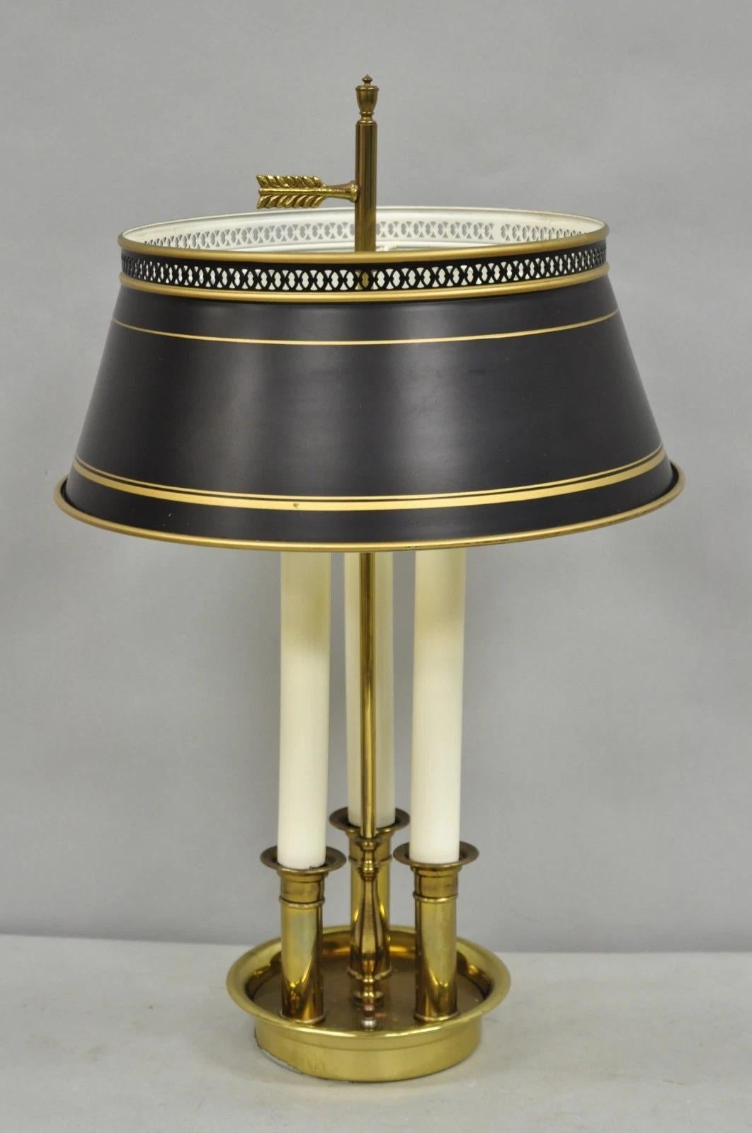 Lampada da tavolo Bouillotte con paralume in ottone e tole in metallo, Vintage By in vendita 4