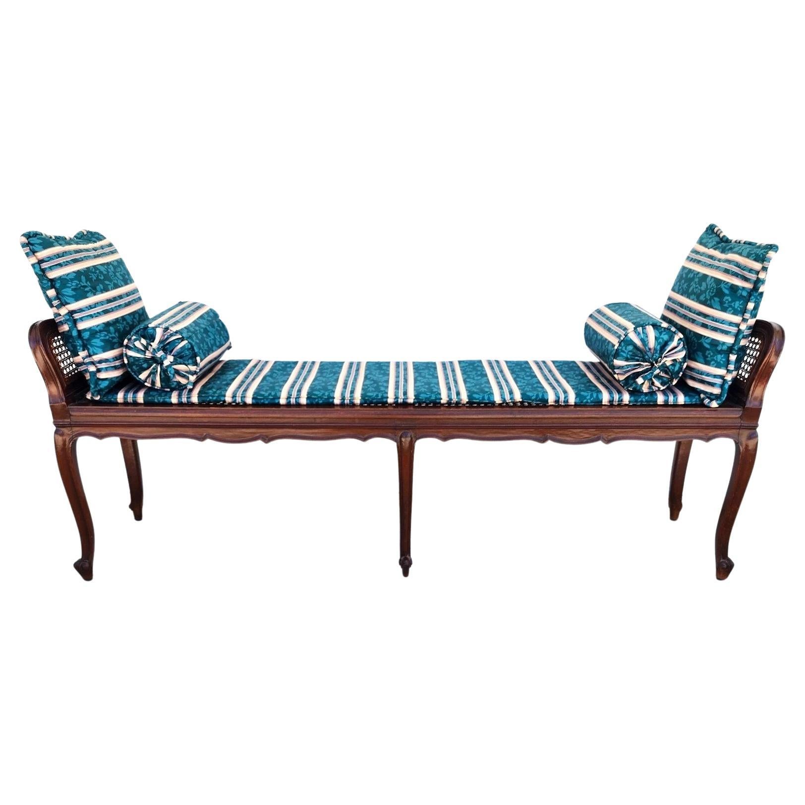 Vintage French Country Cane Bench