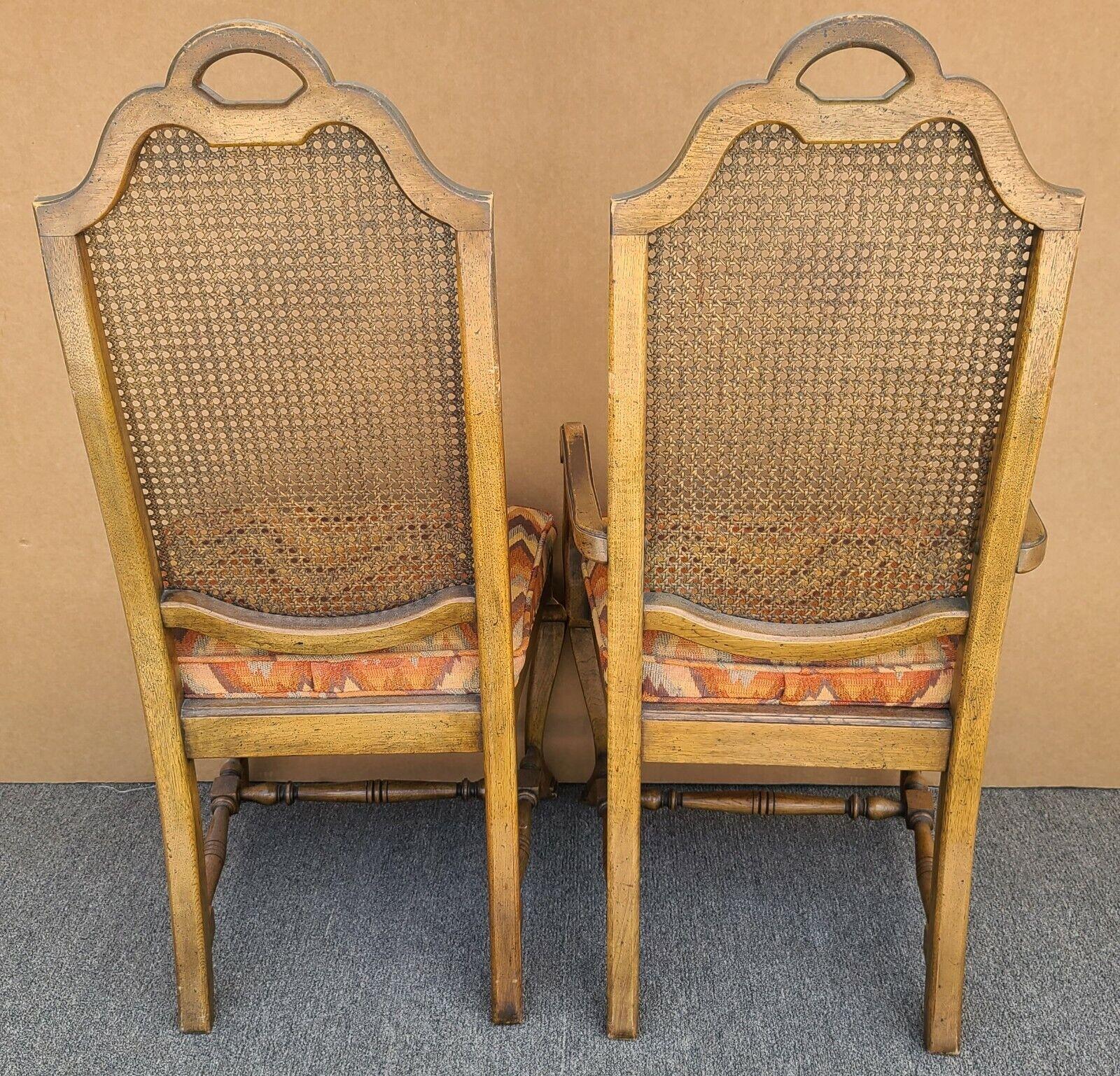 Vintage French Country Caned Back Dining Chairs - Set of 6 For Sale 1