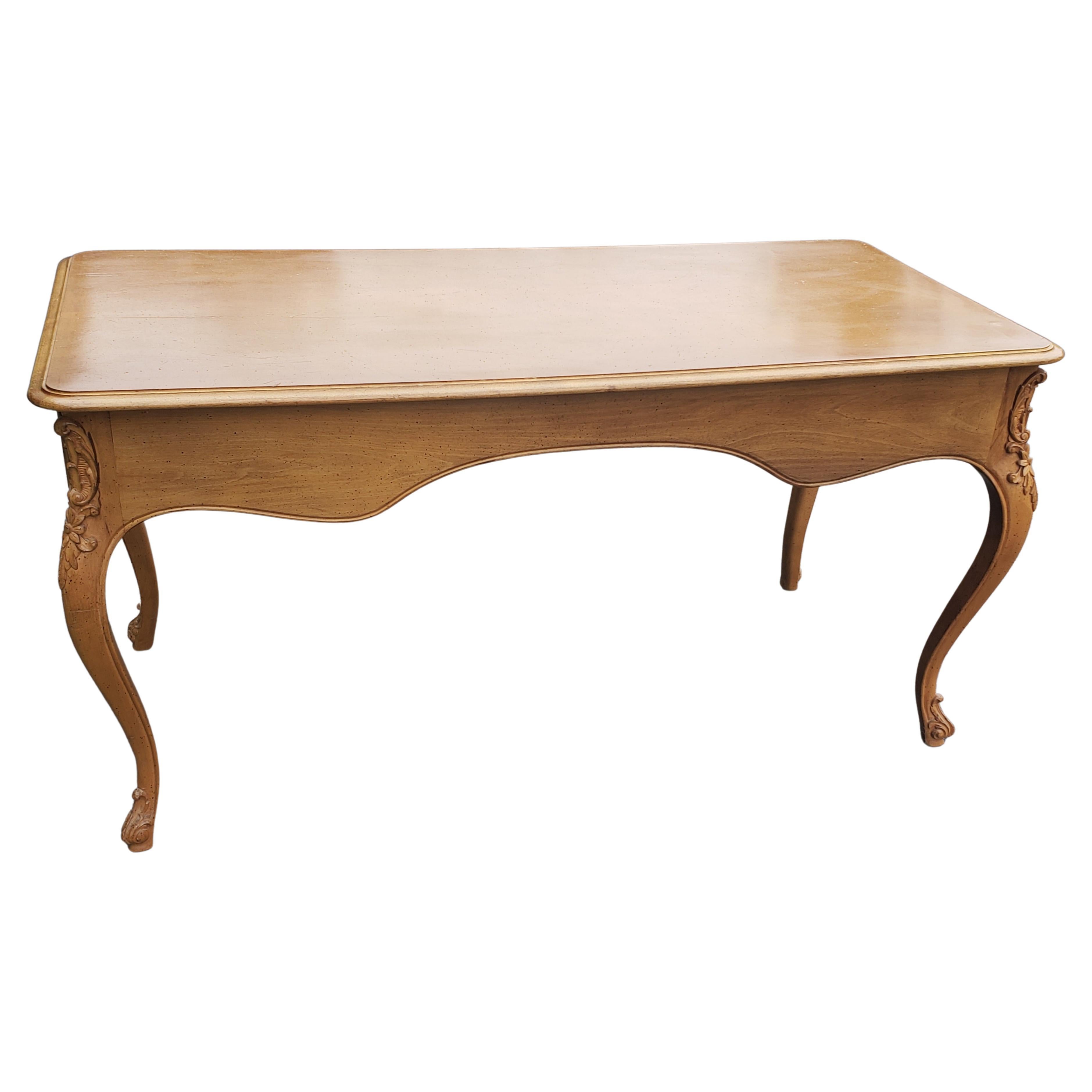 Mid-Century Modern Vintage French Country Carved Maple Writing Desk, circa 1950s