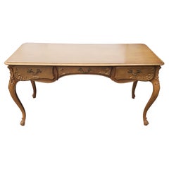 Vintage French Country Carved Maple Writing Desk, circa 1950s