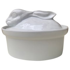 Vintage French Country Ceramic Rabbit Casserole Dish