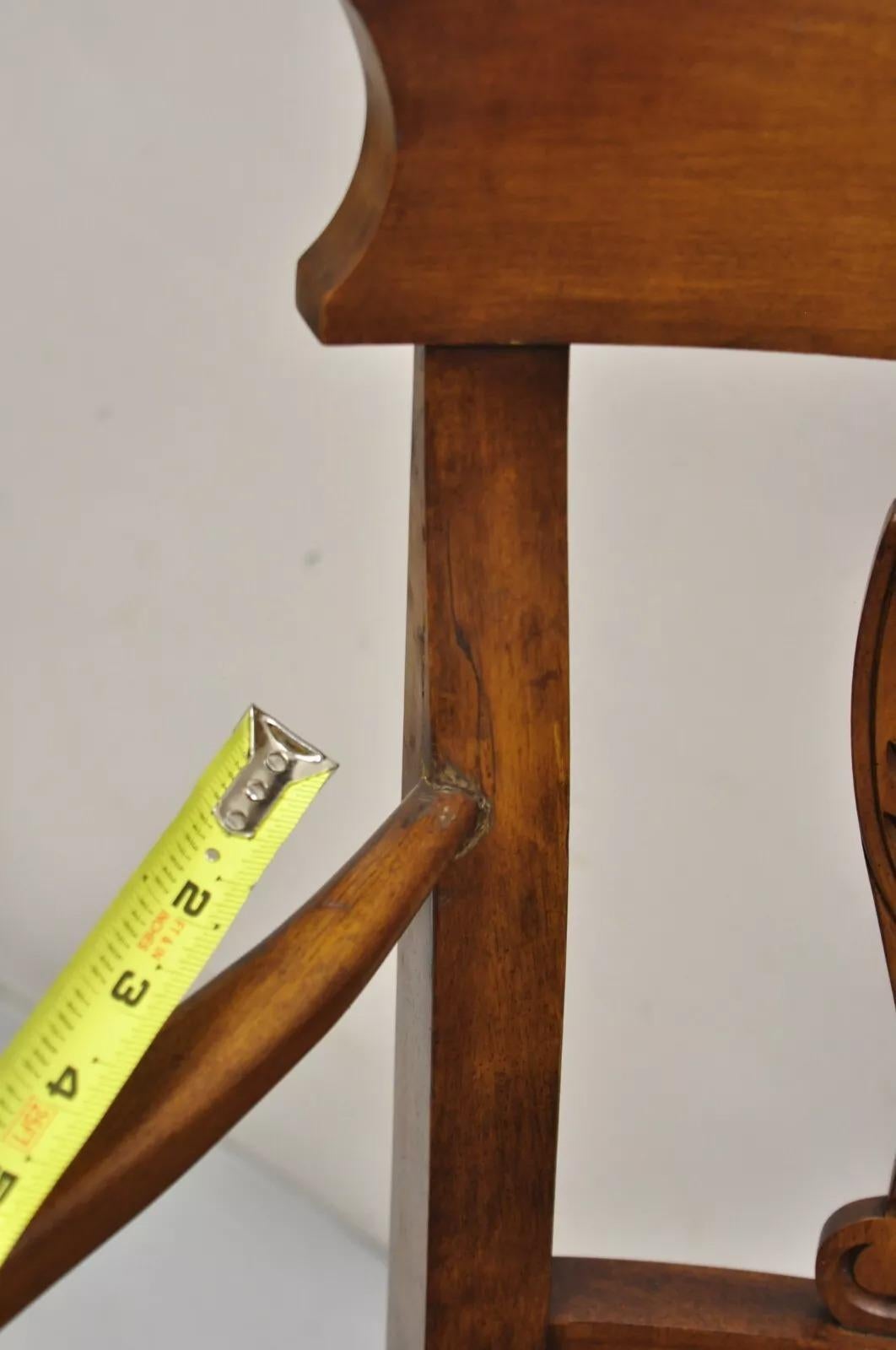 Vintage French Country Cherry Wood Italian Rush Seat Dining Arm Chair - a Pair For Sale 3