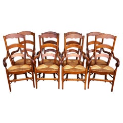 Vintage French Country Dining Chairs Set of 8