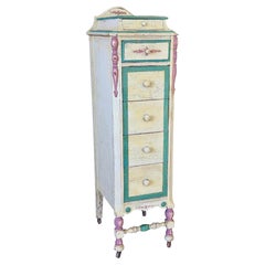 Vintage French Country Distressed Jewelry & Lingerie Chest on Casters
