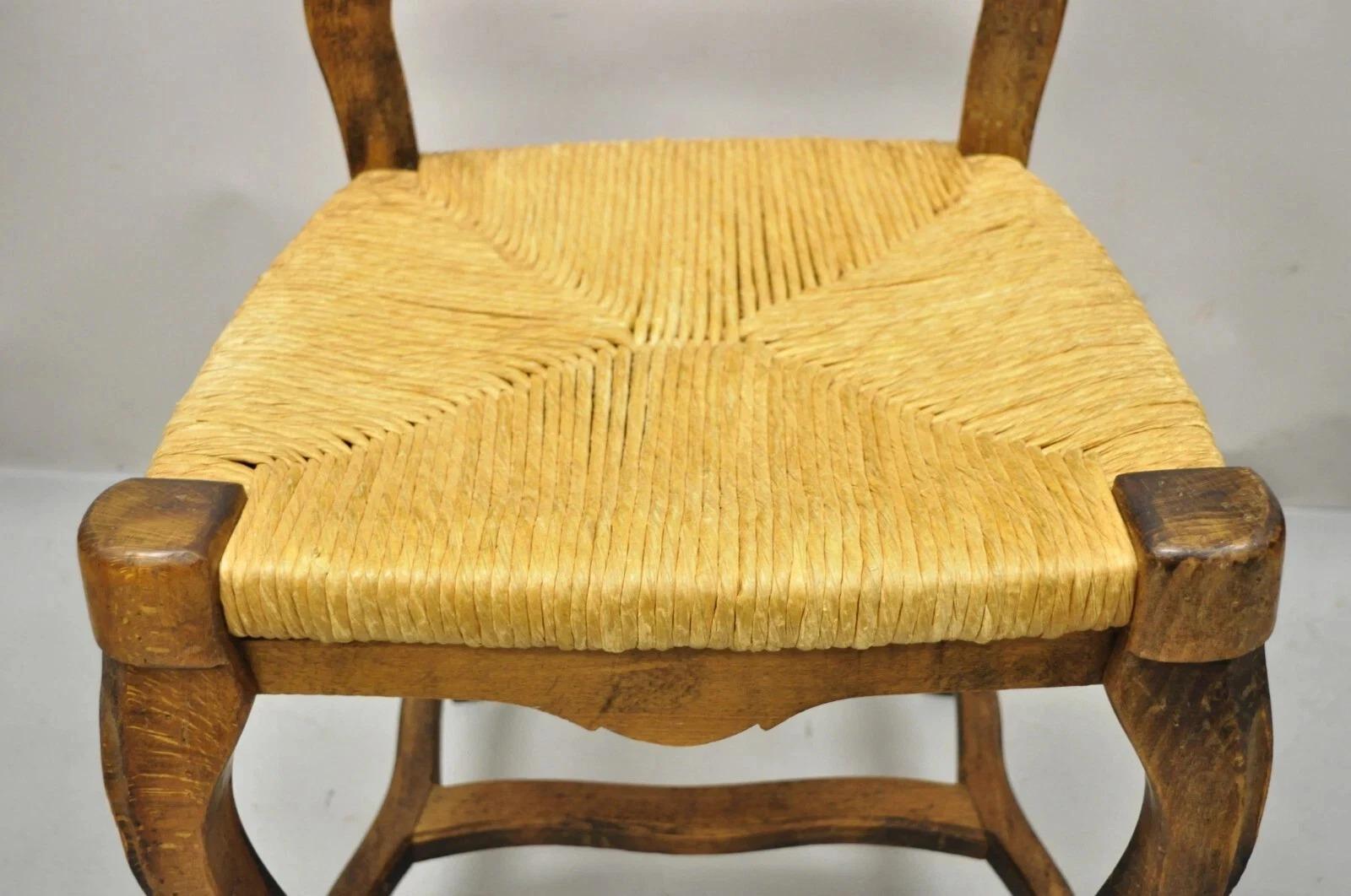 Vintage Französisch Land Distressed Holz Leiter zurück Rush Seat Side Chair (20. Jahrhundert) im Angebot